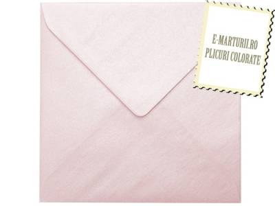 Plicuri patrate colorate invitatii/felicitare. Plicuri roz sidef 155x155mm